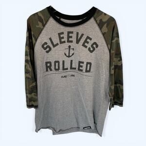 Flag Nor Fail Raglan 3/4 Sleeve T-shirt Camo Sleeves Rolled Large